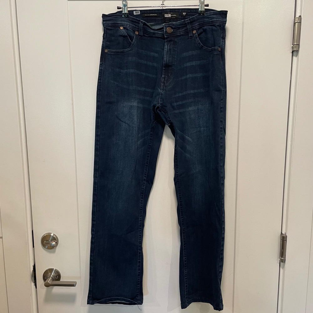 Barbell Apparel Mens Relaxed Athletic Fit Jeans Dark Wash Blue Size 32 Stretch